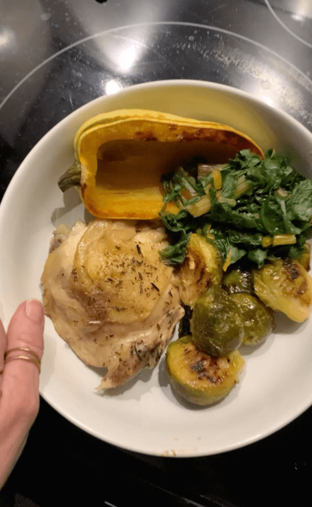 chicken and squash on plate
