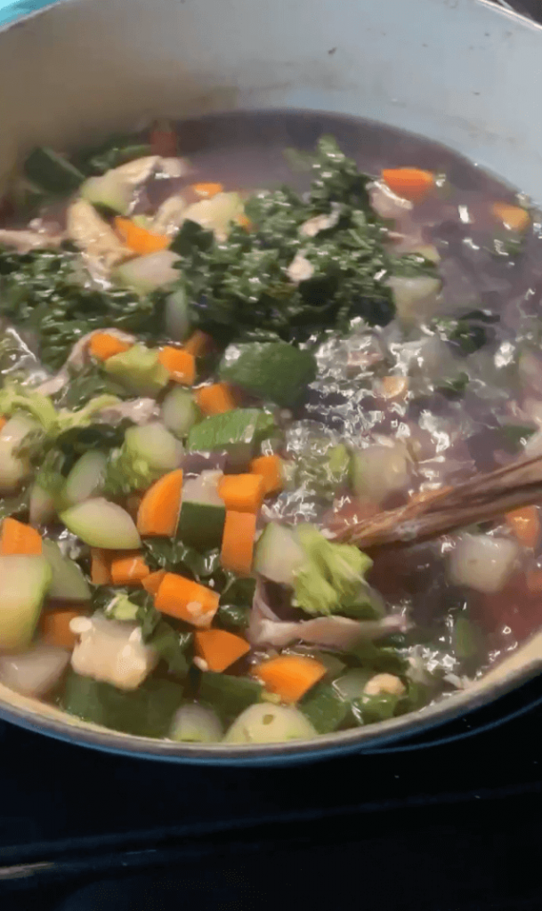 vegetable soup in pot